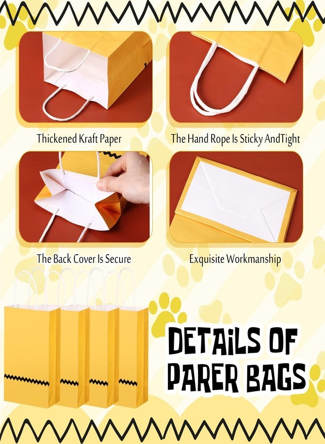 Maitys 24pcs Cute Dog Red House Gift Bags with Handles Yellow Goodie Bags for Party Favor Birthdays Wedding Easter Party Supplies for Treat Candy 8.27 x 5.91 x 3.15inch - Image 3